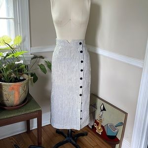 Ajaie Alaie striped button down pencil skirt, linen, xs